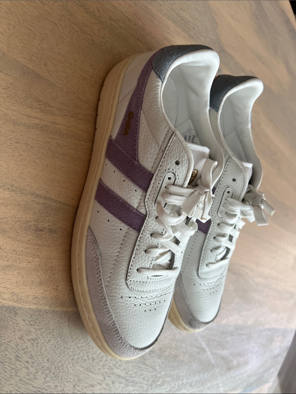 Gola White Sneakers with Lavender and Gray Accents